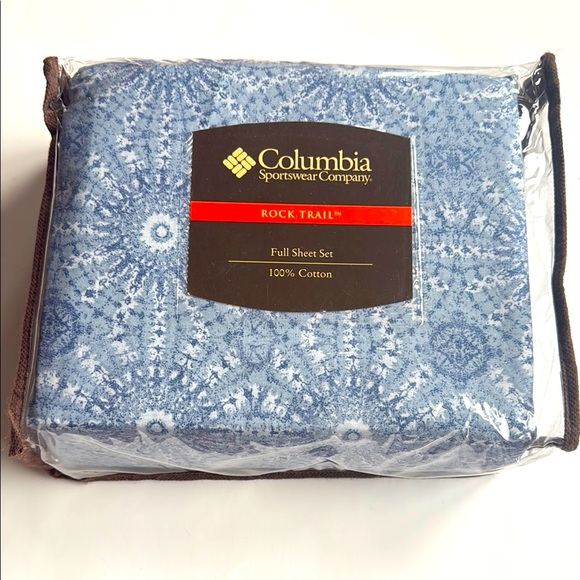 Columbia Other - NWT Columbia Cotton Rock Trail Full size Blue Patterned Sheet Set